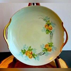 Vintage Austria Sommers Hand Painted Gold Handled Yellow Flowers Plate